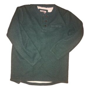 Green and white sweater with a flannel lining